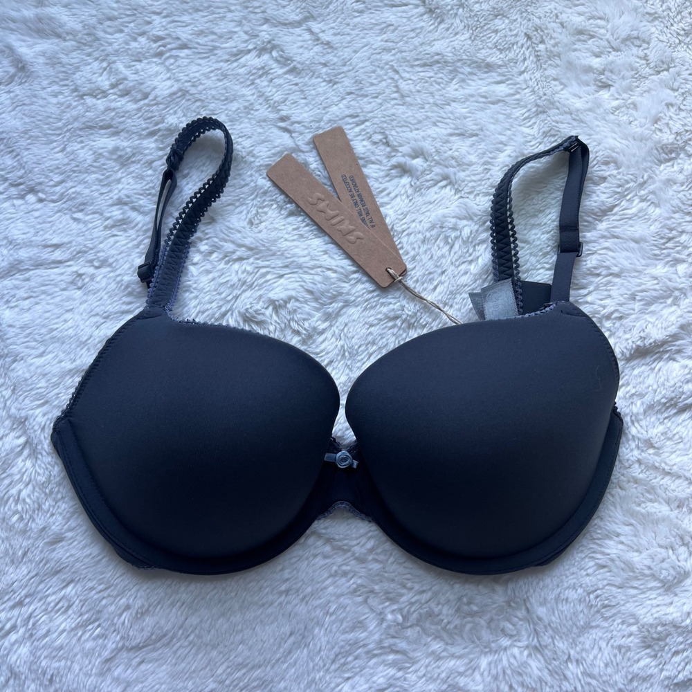 SKIMS Fits Everybody Picot Push Up Bra Ash Contrast Size 30D DM-DEM-8443W NWT - Picture 3 of 10